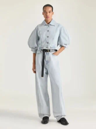 Back-To-Front Cocoon Jacket in Light Blue Denim