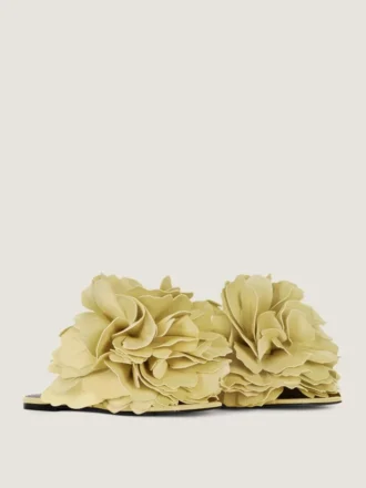 Boudoir Flat Mules in Leather with Rose Petals