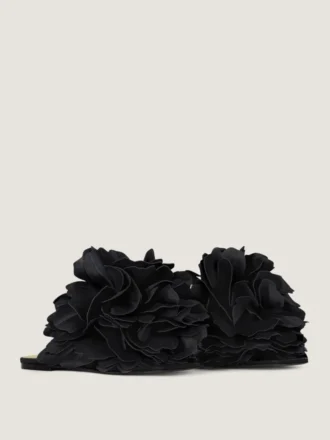 Boudoir Flat Mules in Leather with Rose Petals