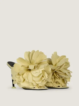 Boudoir Heeled Mules in Leather with Rose Petals