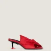 Boudoir Heeled Mules in Nappa Leather with Bow