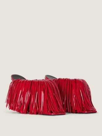 boudoir heeled mules in patent leather with fringes 1 1 330x440 - Boudoir Heeled Mules in Patent Leather with Fringes