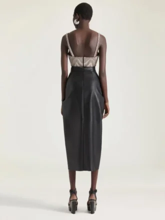 Bra Top in Satin with Embroidered Pearls