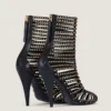 Cage Ankle Boots in Leather with Studs