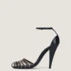 Cage Heeled Sandals in Leather with Studs