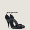 Cage Heeled Sandals in Patent Leather