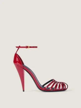 Cage Heeled Sandals in Patent Leather