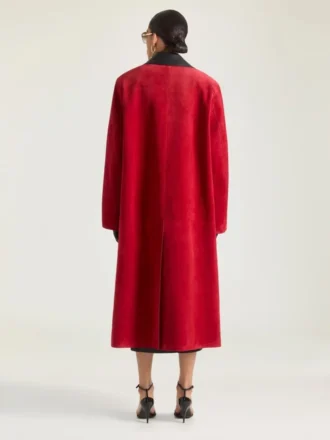 Car Coat in Suede with Leather Collar