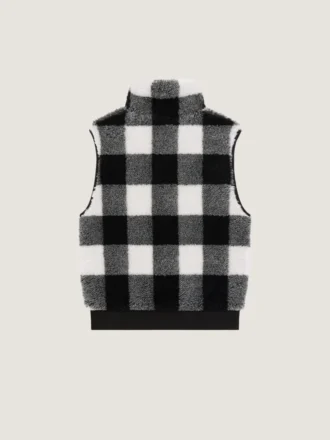 Checked Sleeveless Fleece Jacket