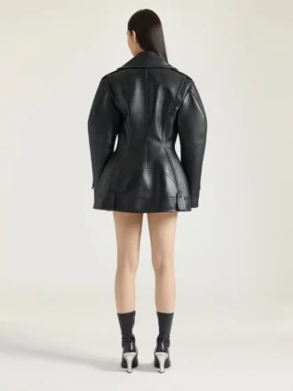 Cinched Biker Jacket in Leather