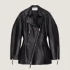 Cinched Biker Jacket in Leather