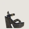 Clog Platform Sandals in Leather with Studs