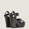 Clog Platform Sandals in Leather with Studs