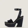 Clog Platform Sandals in Leather with Studs Detail