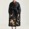 Cocoon Coat in Satin with Embroideries and Cape
