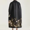 Cocoon Coat in Satin with Embroideries and Cape