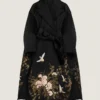 Cocoon Coat in Satin with Embroideries and Cape