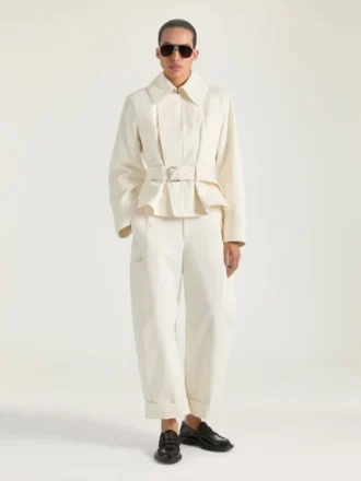 Cocoon Cropped Cargo Pants in Cotton and Wool