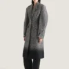 Cocoon Fitted Coat in Herringbone Jacquard Mixed Wool