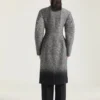 Cocoon Fitted Coat in Herringbone Jacquard Mixed Wool
