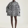 Cocoon Short Trench in Cotton with Animal Print