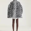 Cocoon Short Trench in Cotton with Animal Print