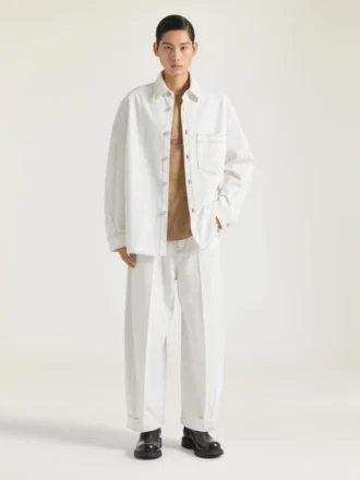 Couture Seam Overshirt in White Denim