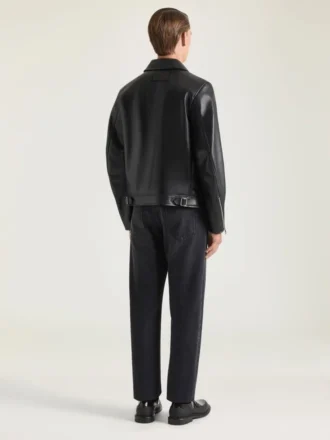 Biker Zipped Blouson in Leather
