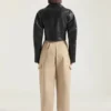 Cropped Cocoon Biker Jacket in Leather