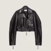 Cropped Cocoon Biker Jacket in Leather