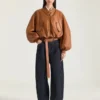 Cropped Cocoon Bomber in Nappa Leather
