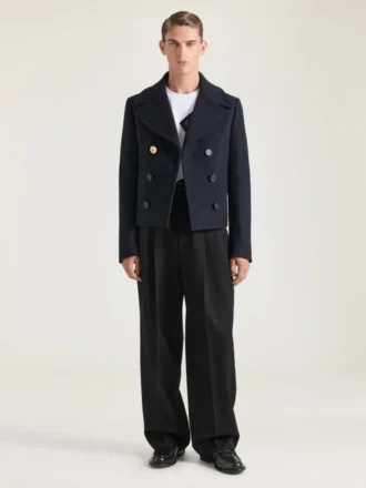 Cropped Pea Coat in Wool