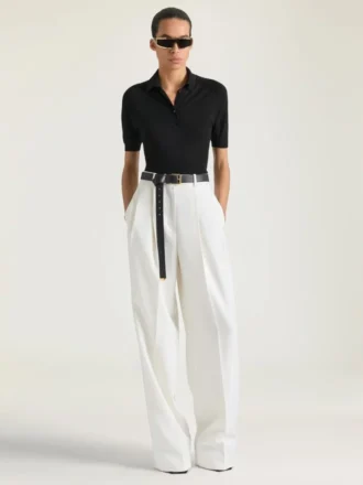 Cropped Polo in Second Skin Effect Knit