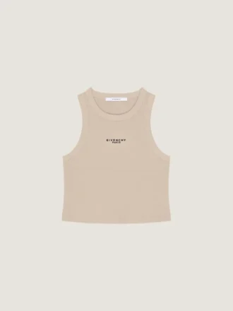 Cropped Tank Top in Cotton with Givenchy Paris Print