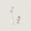 Crystal Pearl Asymmetric Earrings in Metal, Crystals and Pearls
