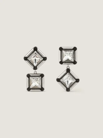 Deconstructed Crystals Earrings in Metal and Crystals