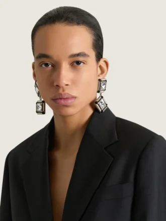 Deconstructed Crystals Earrings in Metal and Crystals