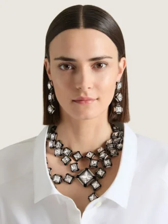 Deconstructed Crystals Earrings in Metal and Crystals