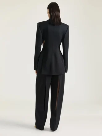 Double-Breasted Slashed Jacket in Wool