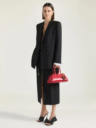 Double-Breasted Slashed Jacket in Wool and Mohair