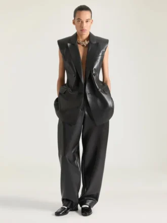 Double Pleat Pants in Leather