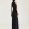 Draped Halterneck Evening Dress in Crepe Cady