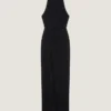 Draped Halterneck Evening Dress in Crepe Cady
