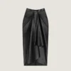 Draped Midi Skirt in Nappa Leather