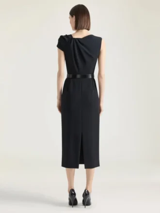 Draped Pencil Dress in Crepe Cady