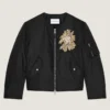 Embellished Couture Seam Bomber in Nylon