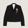 Embellished Single-Breasted Cropped Jacket in Wool