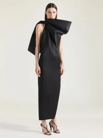 Evening Dress in Satin with Bow Detail