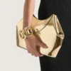 Facet Clutch in Mirror Effect Leather