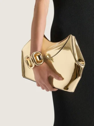 Facet Clutch in Mirror Effect Leather